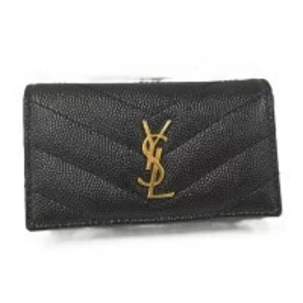 Saint Laurent Yves Key Case Wallet leather black